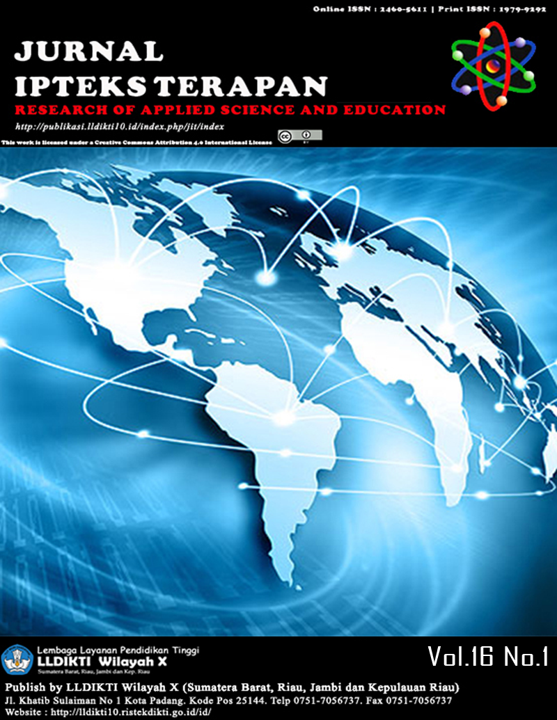 					View Vol. 16 No. 1 (2022): Jurnal Ipteks Terapan (Research Of Applied Science And Education)
				